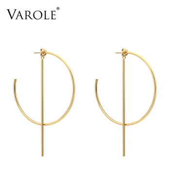 

Circle Line Dangle Earrings Gold color Earings Stainless steel Drop Big Earrings For Women Long Earring Jewelry brinco
