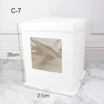 

5PCS Valentines Bouquet Gift Boxes Cardboard Paper Square Cake Box With Window Rose Bear Packing Box Dispaly Wedding Gift Case