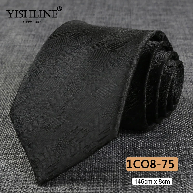 1CO8-75 YISHLINE, распродажа, 8 см, мужские галстуки, классический галстук, синий, для мужчин, в полоску, в клетку, серый, розовый, деловой галстук для жениха, свадебные аксессуары - Цвет: 1CO8-75