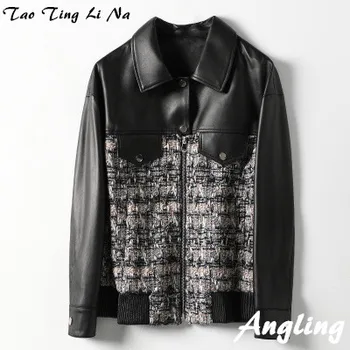 

2020 Women Spring Genuine Real Sheep Leather Jacket H17