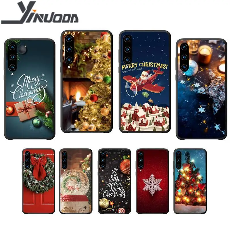 Черный мягкий чехол Yinuoda с надписью Merry Christmas для телефона huawei honor 7A 8s 8x 9X 9 10 20s 20 lite V