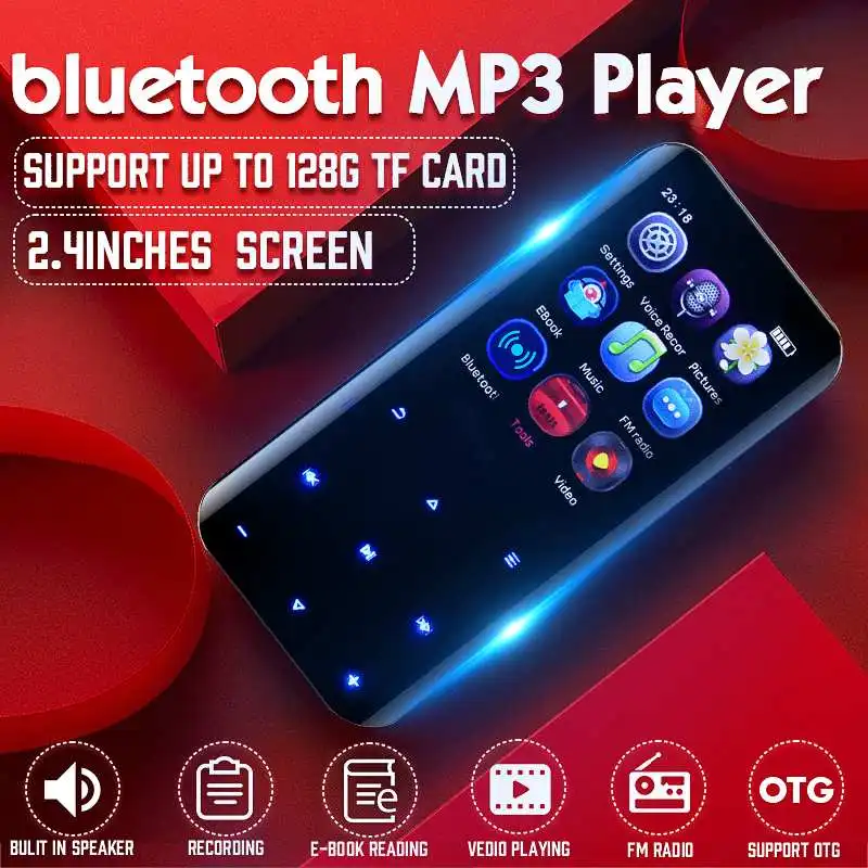 

2.4inch 8/16GB bluetooth MP3 Player Earphones HiFi fm Radio mini USB mp3 Sports MP 4 HiFi Portable Music Players Voice Recorder