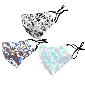 

3Pcs Adult Anti-Dust Ice Silk Mouth Mask Camouflage Printed Adjustable Breathable Reusable Protective Half Face Cover