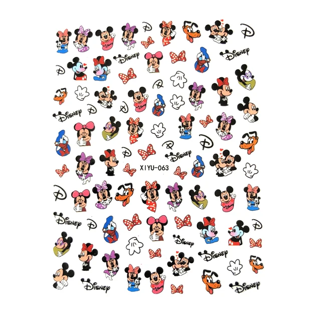 1PCS Disney Cartoon Anime Collection Star Design Nail Sticker Mickey Mouse Donald Duck Lion King Mermaid Stitch Nail Slider XIYU063