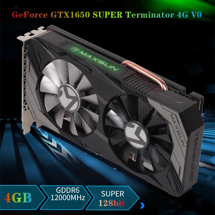 graphics card for desktop MAXSUN GTX 1650 Super Terminator 4GB DDR6 Graphic Card  GPU Video Gaming 12nm 128Bit For PC Computer Full New display card for pc