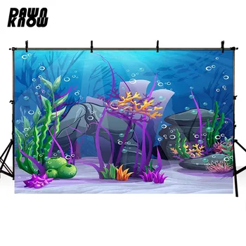 

DAWNKNOW Cartoon Underwater World Vinyl Photography Background For Baby Photo Shoot Backdrop For Wedding Photo Studio lv474