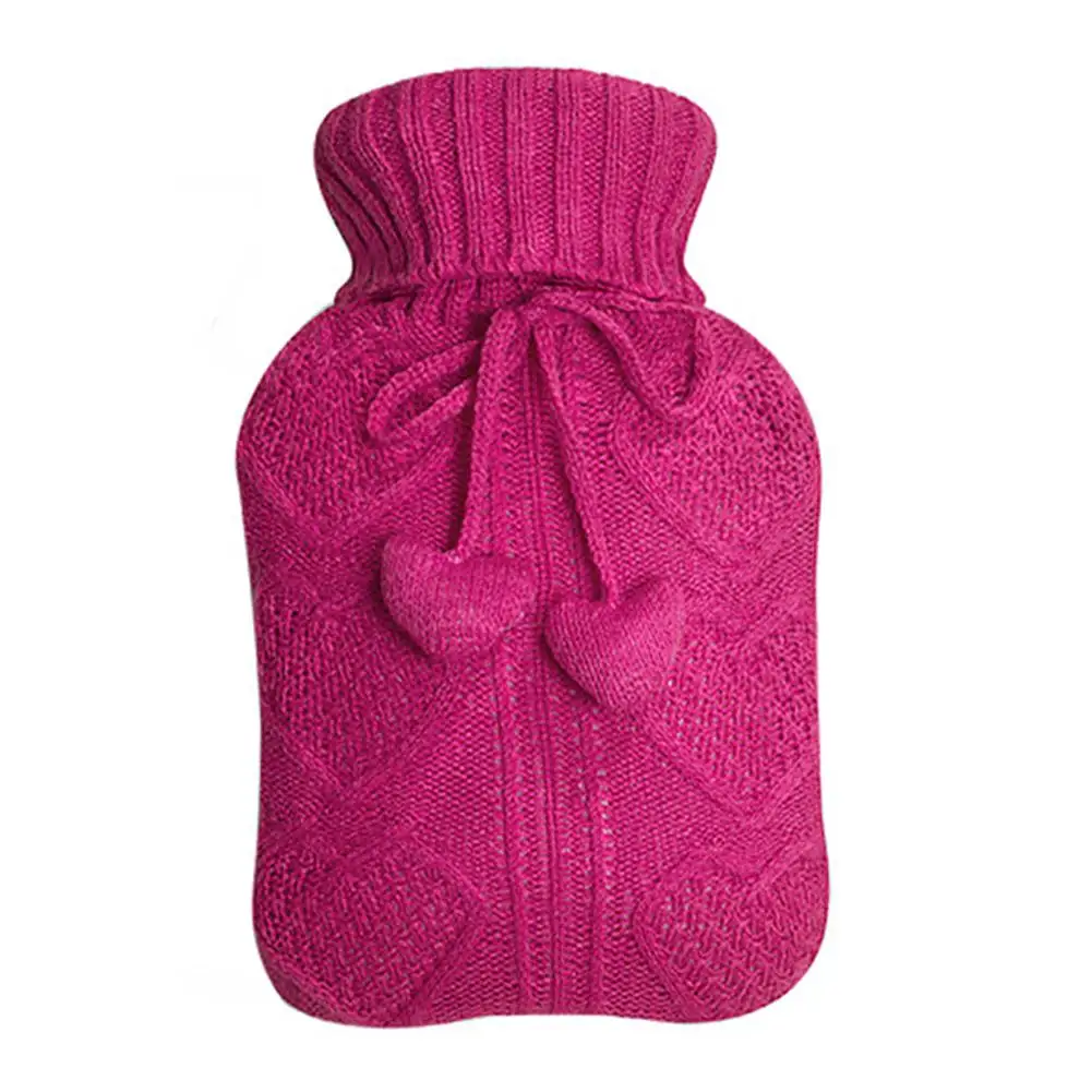 Hot Pink 1000 мл теплая сумка для впрыска воды Милая вязаная грелка безопасная Взрывозащищенная теплая сумка для воды Товары для зимнего потепления - Цвет: Hot Pink