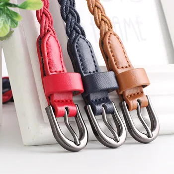 

Straw Weave Waistbelts Braided Belt Dress Harajuke Decorative Belt Skinny Waistband Wax Rope Buckle Strap Waist Belt PU Knitted