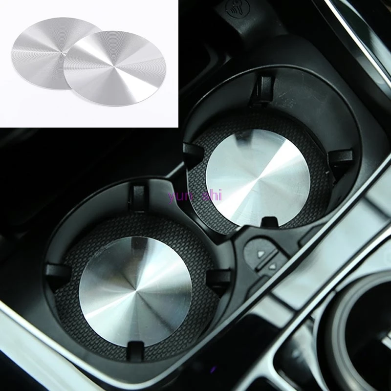 2pcs Metal Car Cup Holder Cover Mat Trim Decoration For Mercedes benz A B C E CLA GLA GLC Class AMG style W204 W205 W212 W213 et