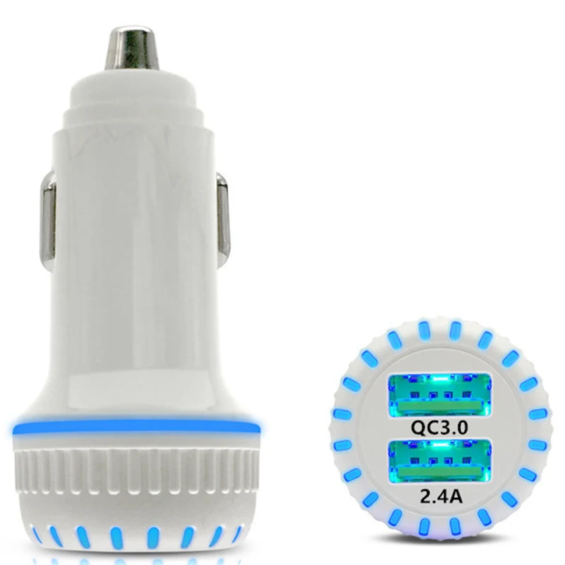 White Быстрая зарядка 2 Переходник USB для зарядки в машине светодиодный дисплей совместимый для IPhone Android 12-24V DQ-Drop - Цвет: White