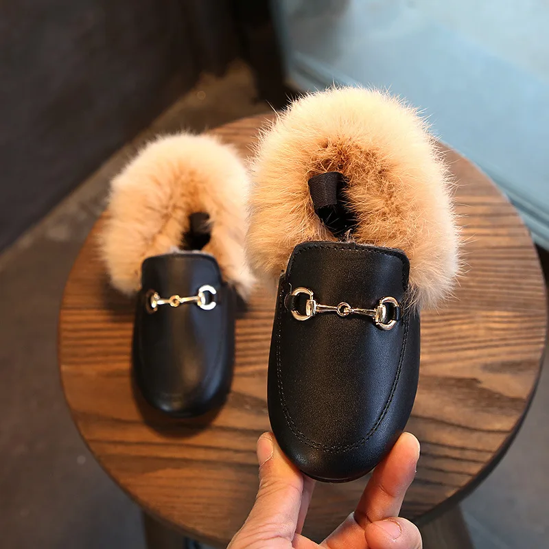 Лидер продаж лоферы для мальчиков и девочек новая зимняя теплая детская обувь на