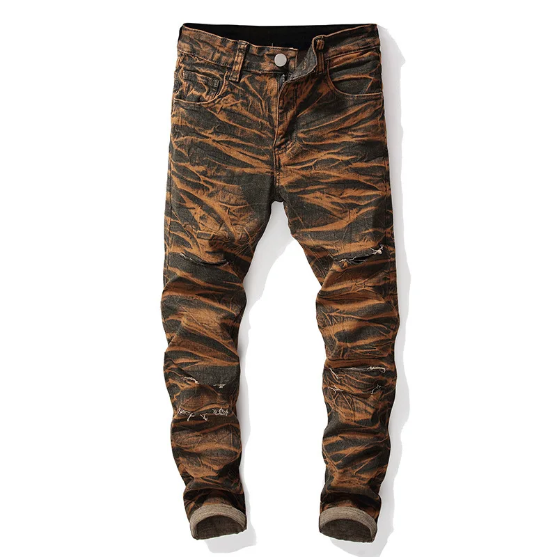 

New cross border hole men's jeans in Europe