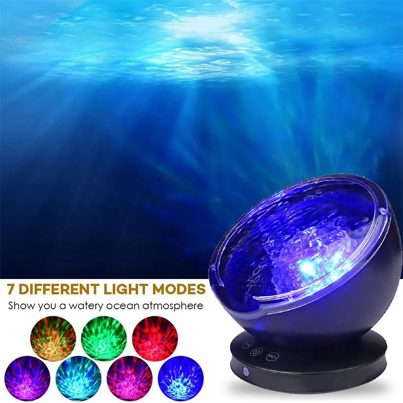 Светодиодный проектор с морской волной ночник USB пульт дистанционного