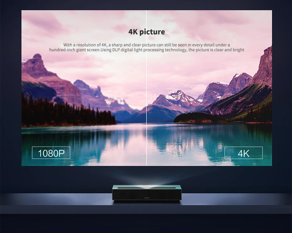 2019 Newest Xiaomi Fengmi Laser TV 4K Cinema Home Theatre 1700 ANSI Lumens 2GB DDR3 RAM 64GB EMMC ROM BLE 4.0 Support HDR10  DTS