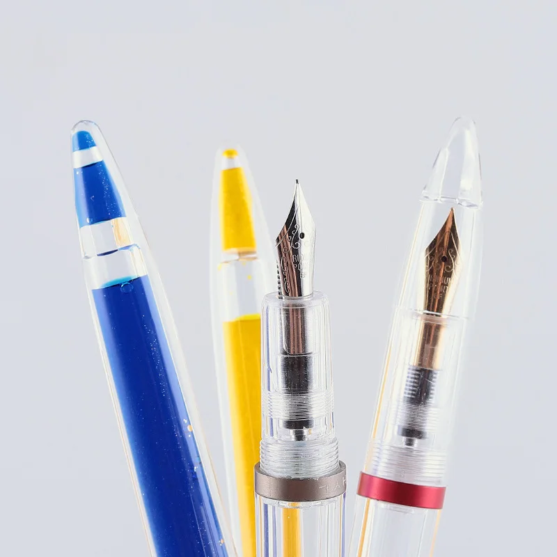 

Curved Tip Art Fountain Pens Transparent Fountain Pens High Capacity Pens For School Writing Office Supplies Korean Stationery