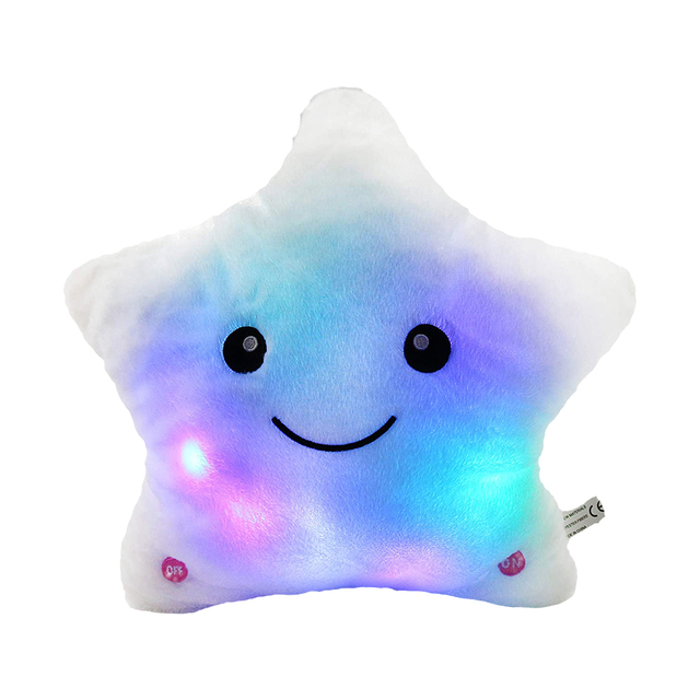 38CM Colorful Moon Shape Plush Toys Luminous Glowing LED Light Pillow Soft  Kawaii Stuffed Lovely Kids Toy Birthday Gift