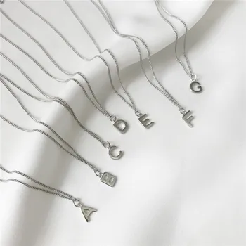 

RUIYI Real 925 Sterling Silver Classic 26 English Letters Pendant Necklace For Women Fashion Pure Silver Personalized Necklace