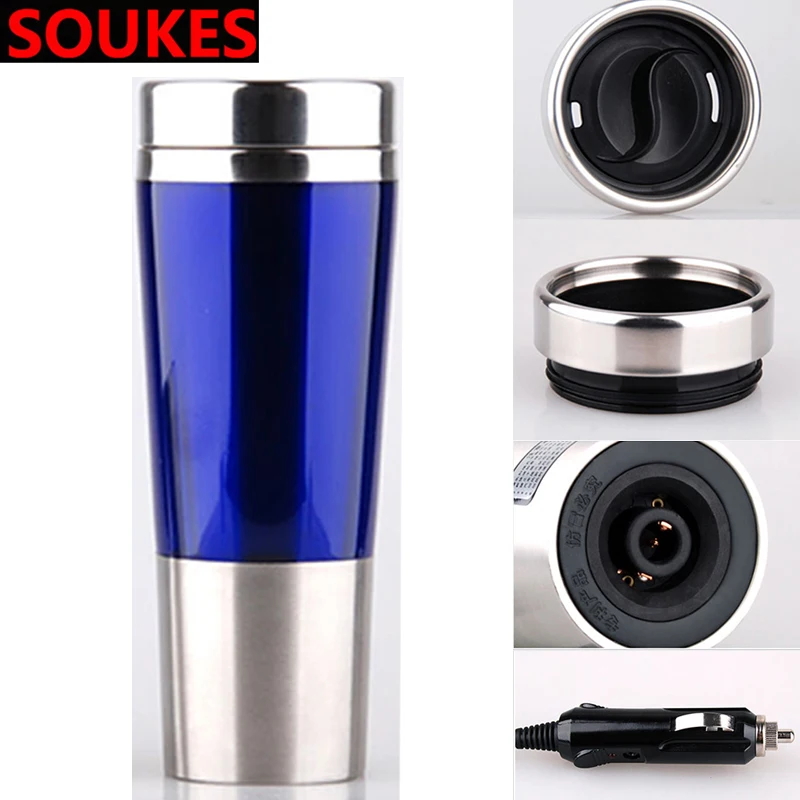 Portable Car Electric Travel Heating Coffee Thermos Cup For Chevrolet Cruze Aveo Opel Insignia Ssangyong kyron rexton Honda