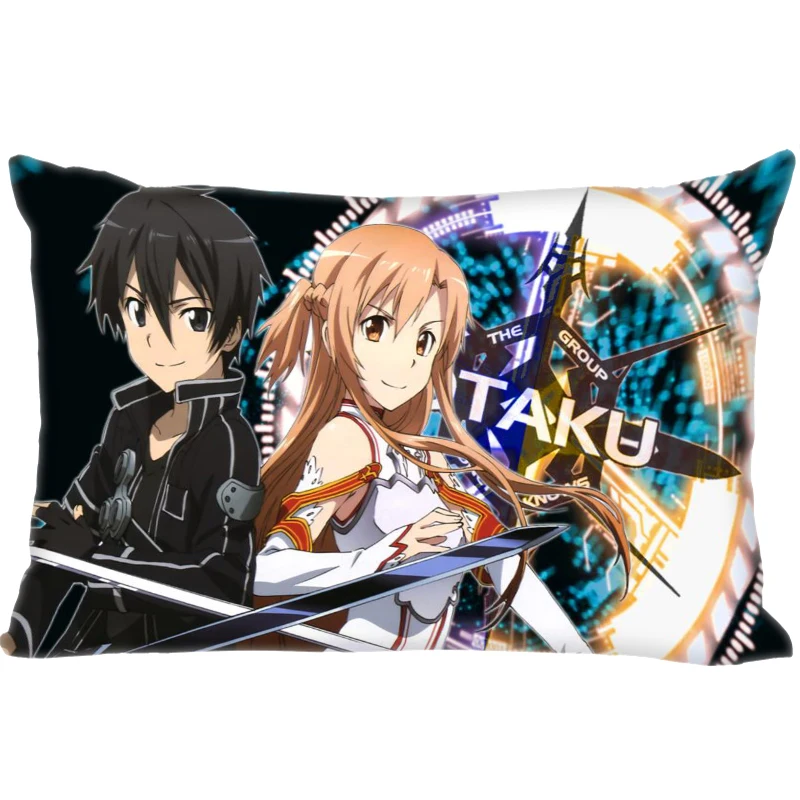 

Big Size Sword Art Online Pillowcase Home Wedding Decorative Pillow Cover Rectangle Zipper Pillow Cases Satin Fabric A12.21