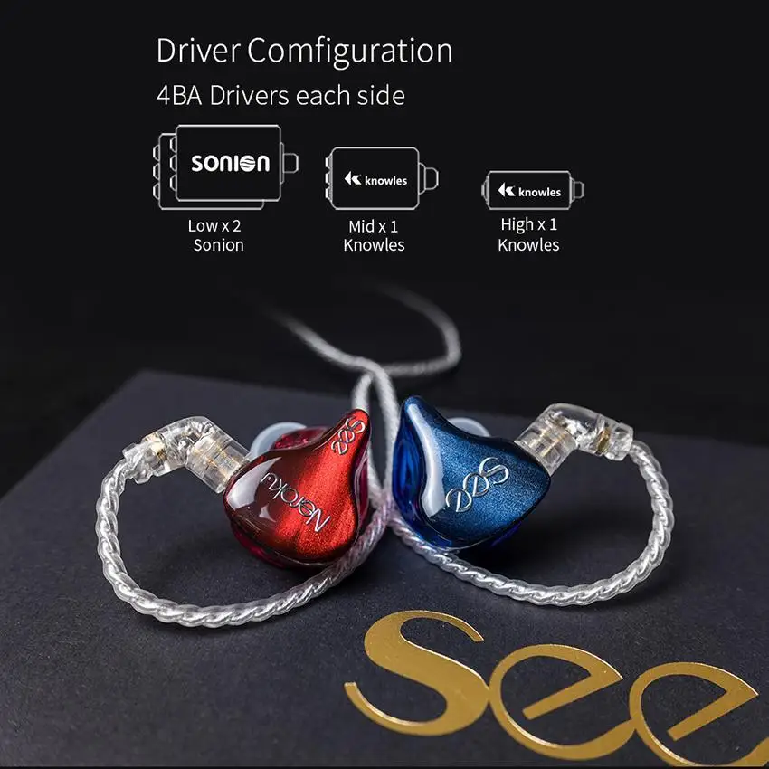 SeeAudio Nekoru4 N4 4BA Knowles Balanced Armature Tuning Customize HIFI Music Monitor DJ Studio ACG Audiophile Earbuds Earphones