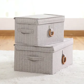 

Household Foldable Clothes Storage Box Packing Box Fabric Toys Underwear Covered Cloth Storage Box Stocked Storage Basket Box