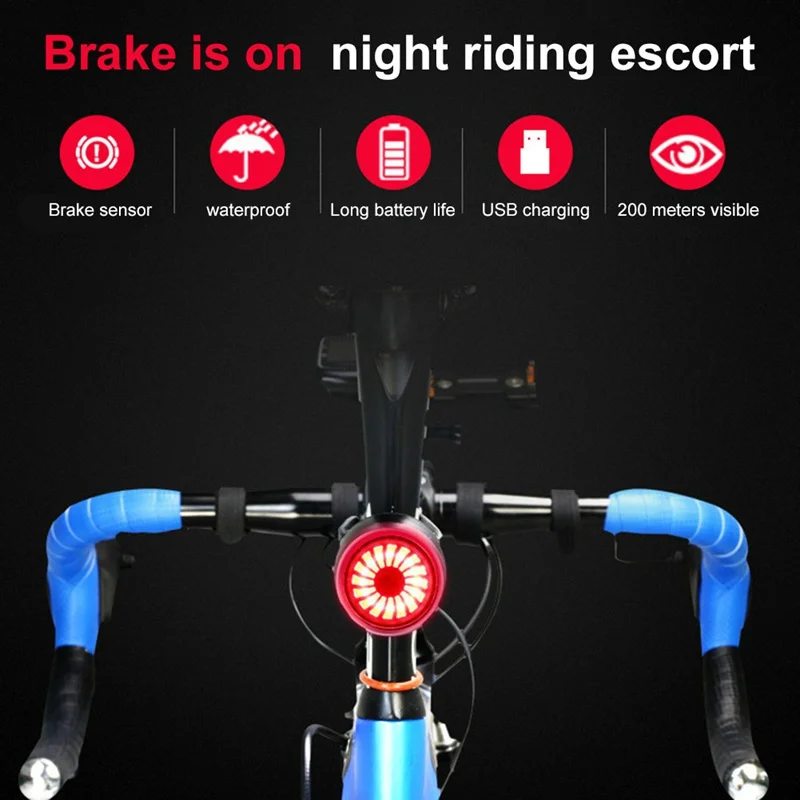 

Bicycle Touch Smart Sensor Taillight Brake Vibration Induction Bike Rear Light USB Fast Charge MTB Road Bicycle Tail Light