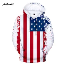 

Aikooki New USA Hoodies Men/Women Sweatshirt JULY FOURTH Hooded United States America Independence Day Hoody 3D National Flag