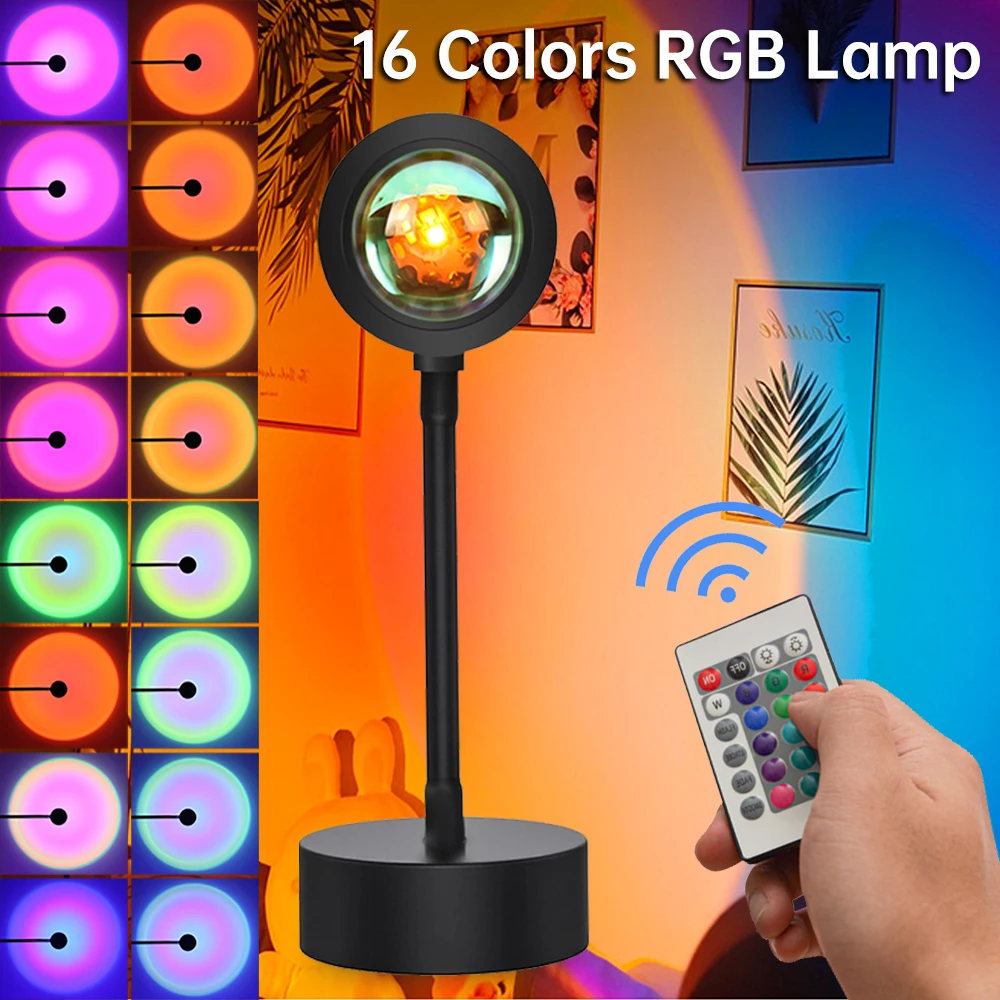 16 Colors Sunset Projection Lamp Remote Control Atmosphere Projector