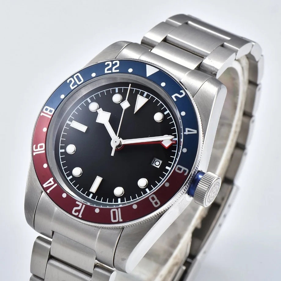 

GMT Automatic Mens Watch 3804 GMT Movement Steel Case And Steel Bracket Black Sterile Dial BAY-02