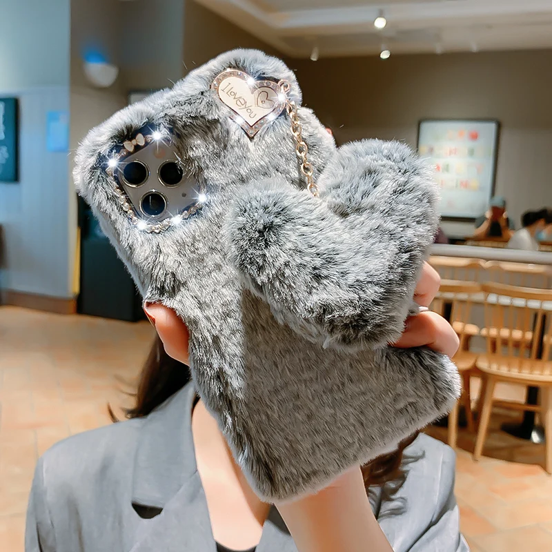 Милый чехол для телефона с надписью Love Samsung Galaxy M21 M31 M51 A10 A40 A50 A70 A90 5G A01 A11 A41 A51 A71 A30S A21S A20E плюшевый пушистый