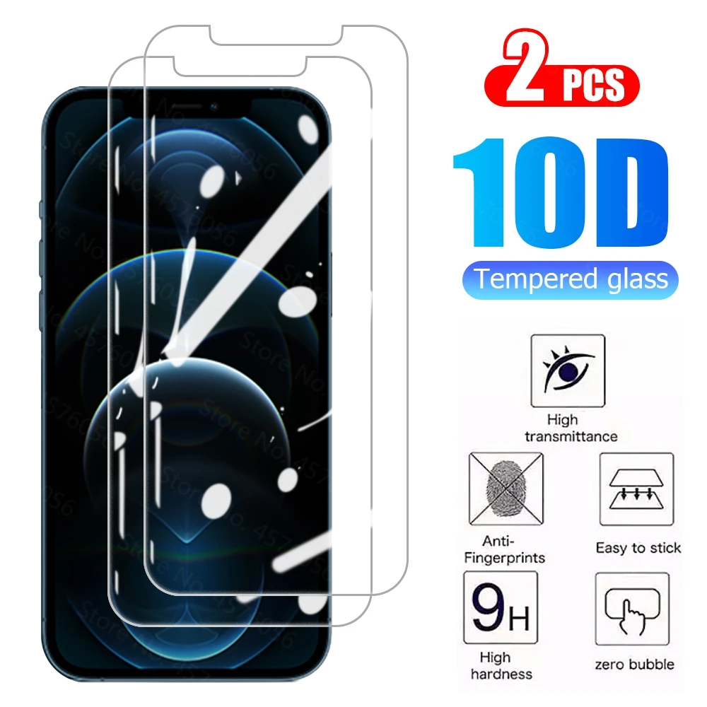 2 шт. закаленное стекло для защиты экрана iPhone 12 11 13 Pro XS Max X 7 8 6 s S Plus XR SE 5s en