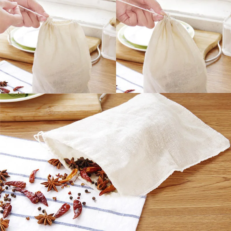 1 шт многоразовый 26*20 см Тип Drawstring медицинский мешочек для заваривания хлопок лен специй сумки Защита от протекания кухонные принадлежности