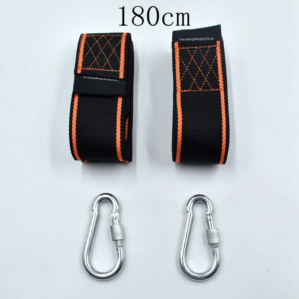 180cm with hooks C Одна пара подвесных гамаков для дерева, Канатный карабин, нагрузка 350 кг, походный гамак, подвесной ремень - Цвет: 180cm with hooks C