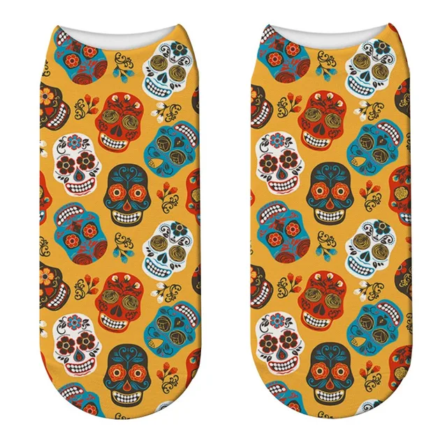 3D Cool Skull Printed Socks For Unisex Women Fashion Funny Low Ankle Socks Harajuku Cotton Comfortable Short Socks For Female Style10