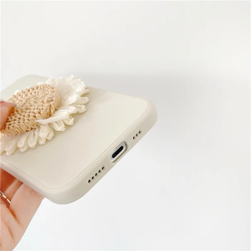 12 case Cute 3D daisy flower case For iphone 11 11 Pro Max 12 12Pro SE 2020 7 8 Plus X XR XS silicone cover capa