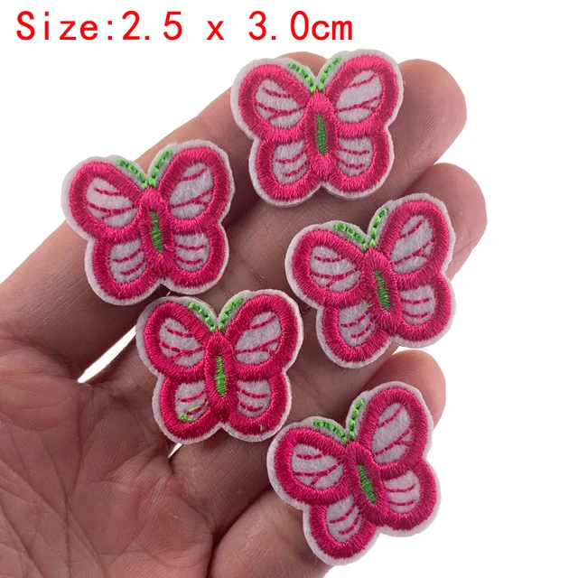 5Pcs Embroidery patches for clothing Heart Butterfly Star Bee Cherry iron on patches fabric for cap bag accessories Butterfly 5pcs