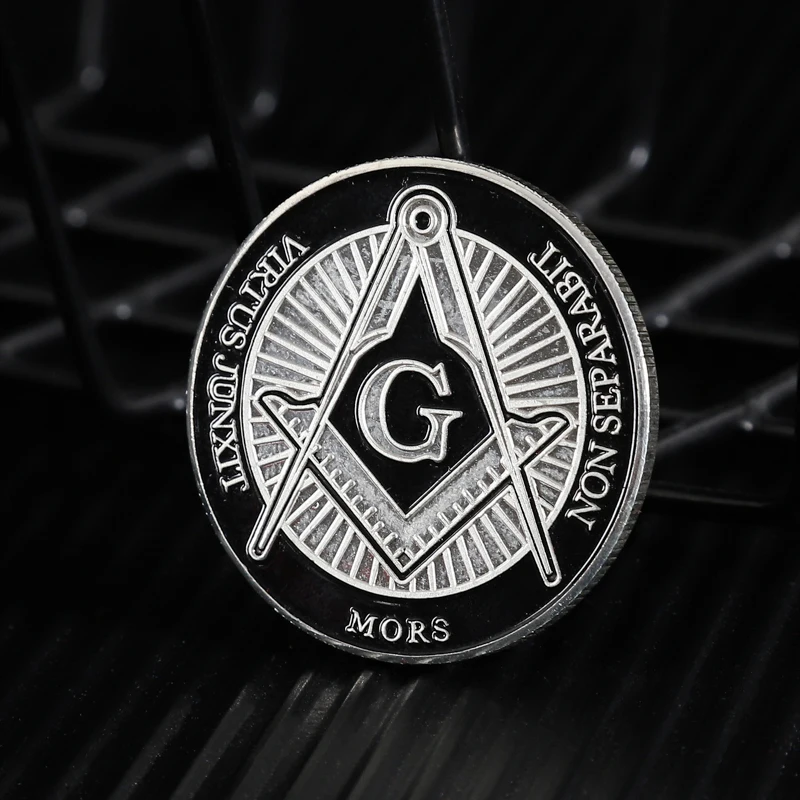Chapado en plata masónico Freemason conmemorativo монета Token coleccionable fatio G03 Прямая поставка - Цвет: Серебристый