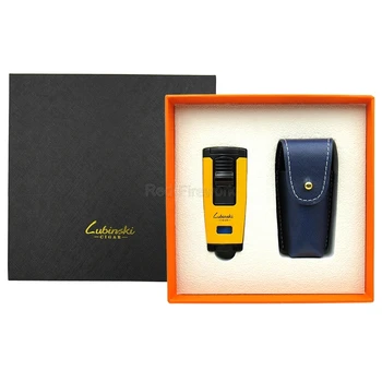 

LUBINSKI Fashion Refillable Jet Blue Flame Cigar Lighter Metal Windproof Cigarette Torch Portable Smoking Lighters For COHIBA