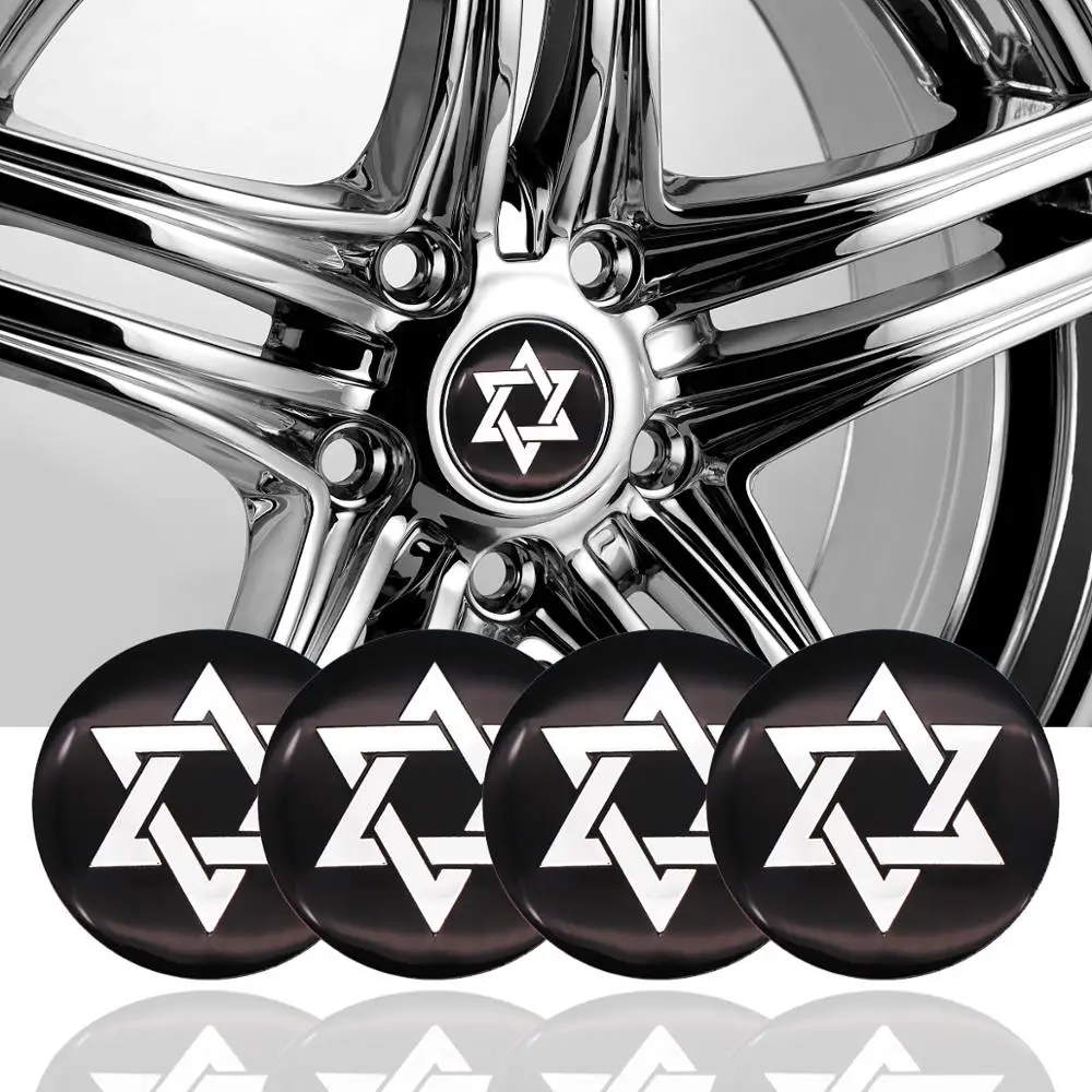 

4pcs 56mm Israel Star of David David Shield Car Wheel Center Hub Cap Cover Sticker Rim Emblem Badge cool Car styling sticker