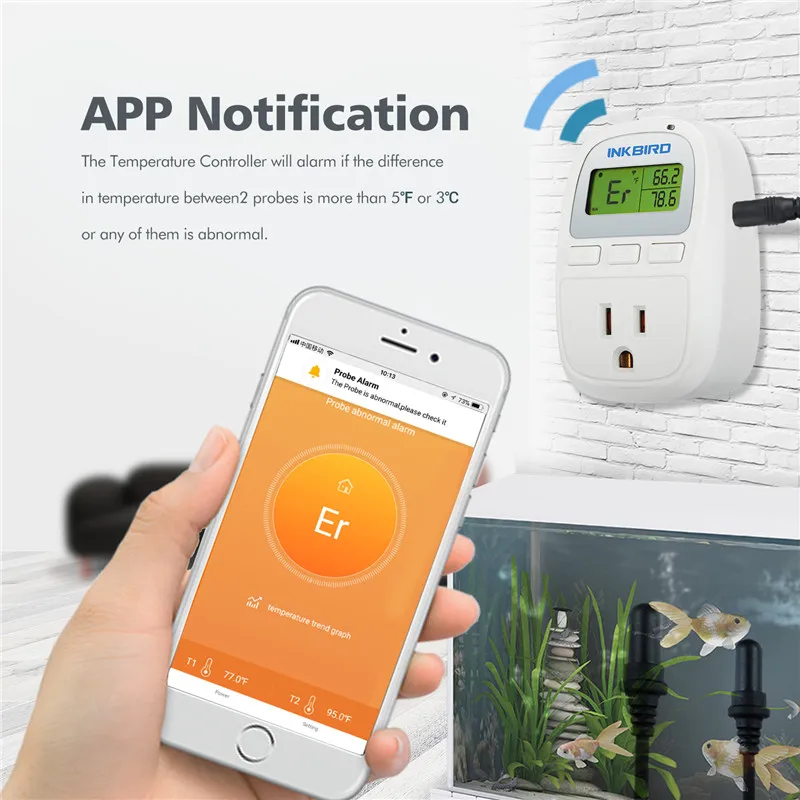 Inkbird Wi-Fi контроллер температуры для аквариума, C929-A 1200 Вт двойной Зонд термометр для аквариума, водный террариум