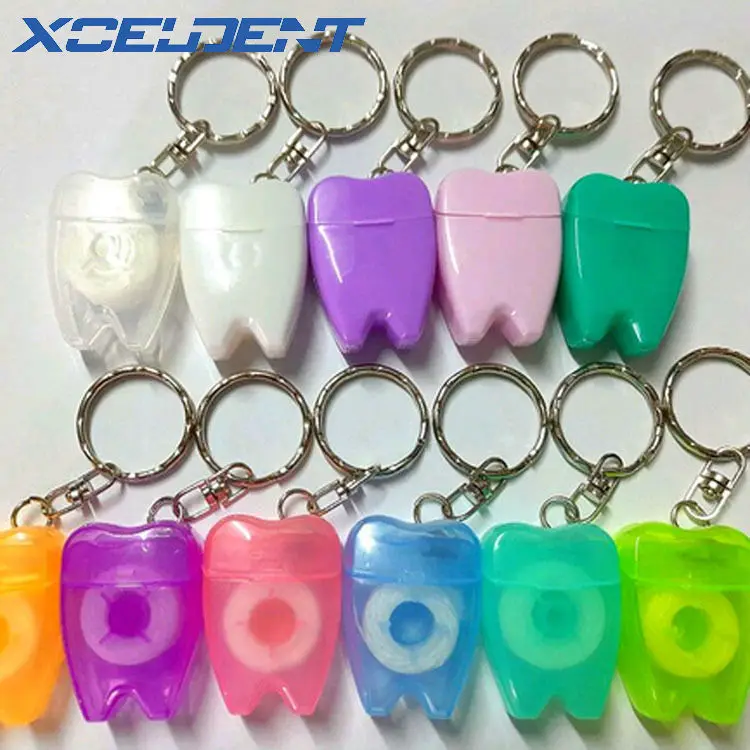 

20pcs/set Dental Tooth-Shaped Key Chain Type Flat-Line Portable Dentistry Loss Gum Care Dentist Gift