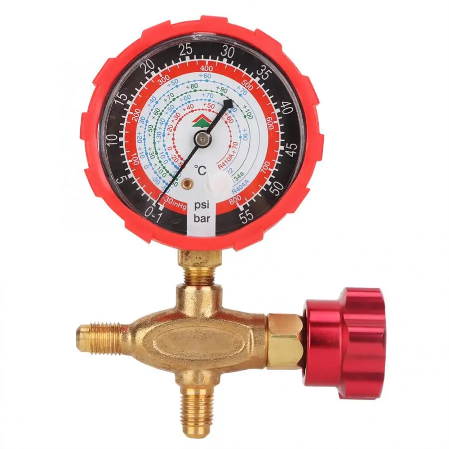 

Manometer Universal Three-way Valve Pressure Gauge Quakeproof for Air Condition Set Suitable for R410A R22 R134A R404A
