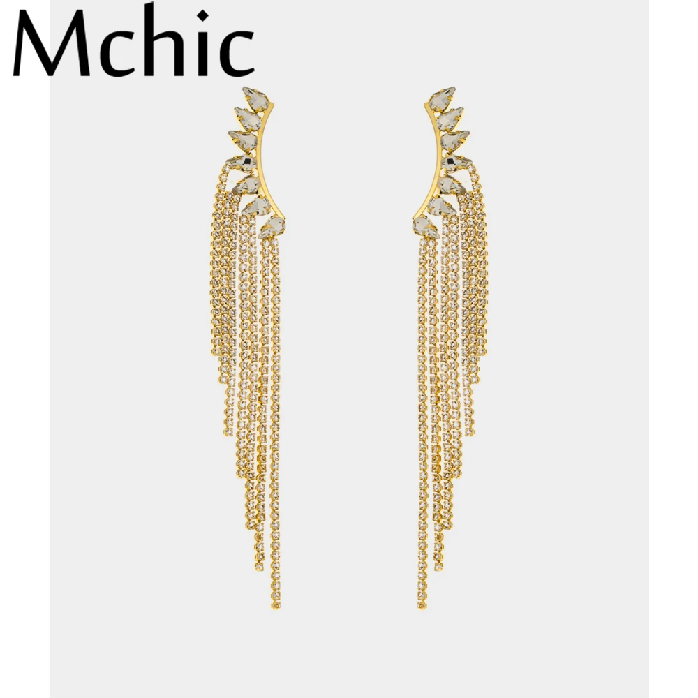 Mchic темперамент Золотые сережки с кисточками циркония высокое качество
