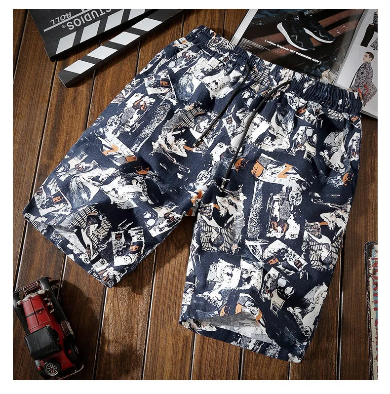 8XL мужские пляжные шорты с принтом в стиле ретро Весна Лето Новые модные повседневные свободные удобные брюки уличные быстросохнущие спортивные шорты