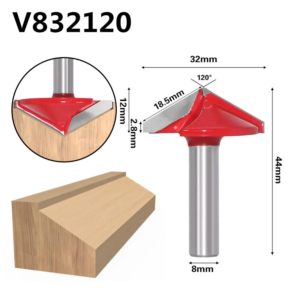8 мм shank-1PCS, ЧПУ твердосплавные гравировальные фрезы, 3D 60 90 120 150 градусов деревообрабатывающие вставки фрезы, Деревянный инструмент - Длина режущей кромки: 8mm x 32mm x 120deg