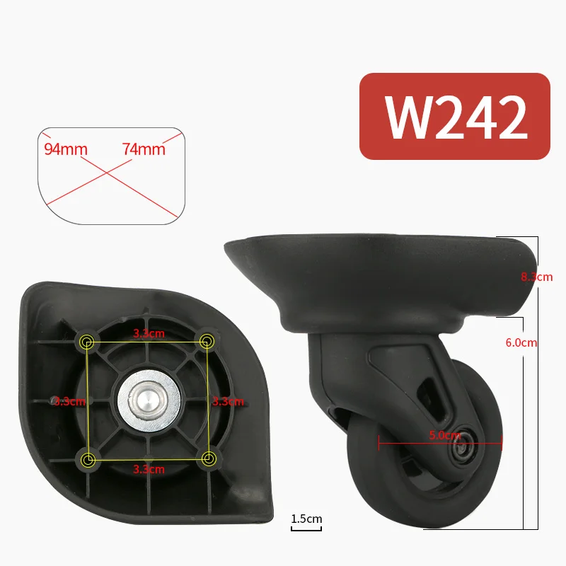 W242(2 Wheels)Black Чемодан для багажа, сменная сумка на колесиках, сумка для путешествий на колесиках, износостойкий 360 Спиннер для ремонта, чемодан, колесики - Цвет: W242(2 Wheels)Black