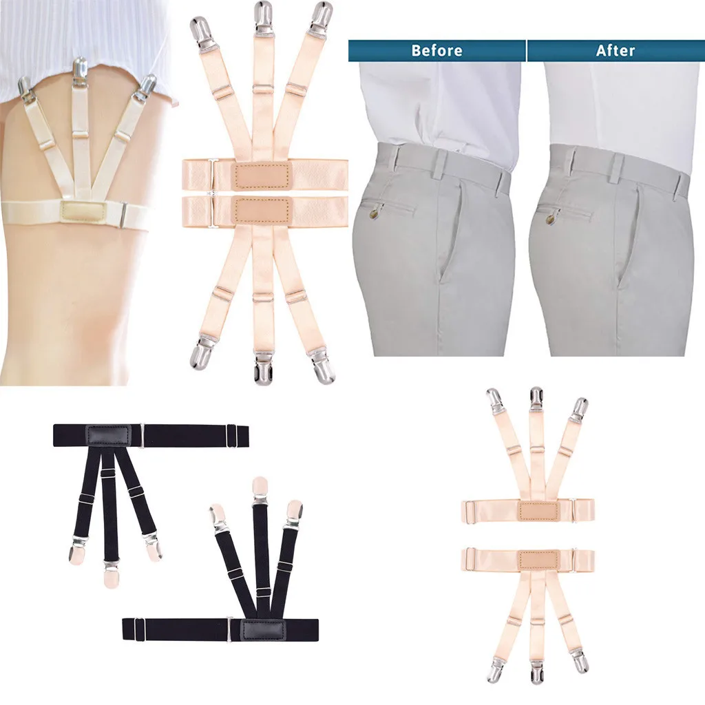 1 Pair Men Shirt Stays Belt with Non-slip Locking Clips Keep Shirt Tucked Leg Thigh Suspender Garters Strap#L10