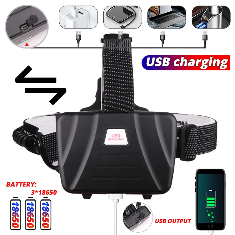 3000LM XHP70.2 Led Headlamp Fishing Headlight XHP70 USB Rechargeable Zoom Head Lamp Torch Powerful Hunting Lanterna Use 3x18650
