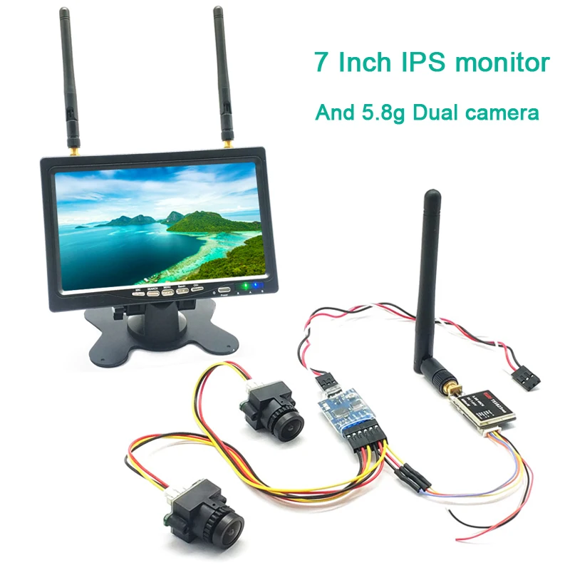 Монитор HD IPS 1024*600 5 8G 40CH 7 дюймов с 3-канальной двойной видеокамерой 1000TVL FPV 600mW
