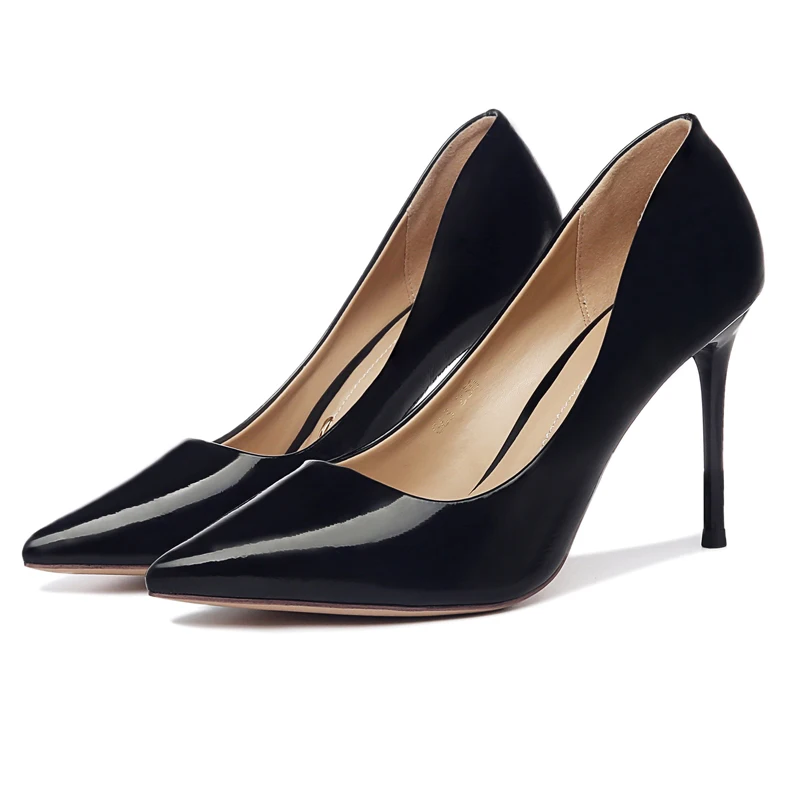 

MOOLECOLE New Fashion Women Pumps Pointed Toe Slip-on Women Single Shoes Thin Heel Genuine Leather Women High Heels Shoes 2-82